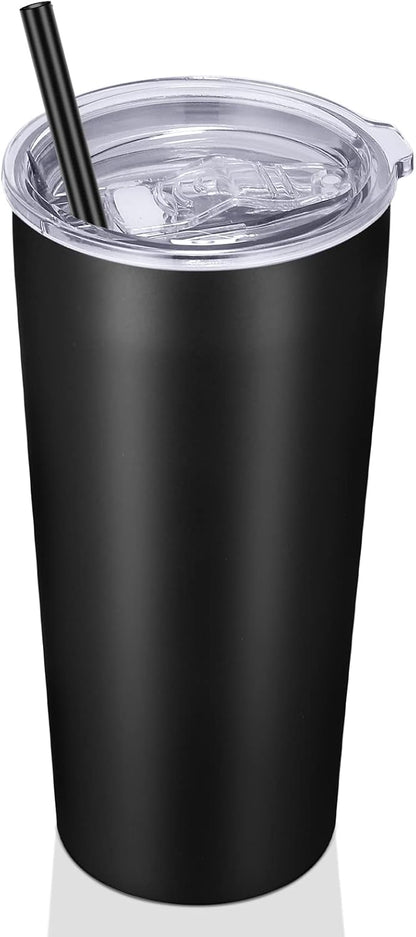 VEGOND 20oz Tumbler Bulk with Lid and Straw 1 Pack, Stainless Steel Vacuum Insulated Tumbler, Double Wall Coffee Cup Travel Mug, River Green