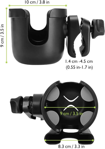Accmor Stroller Cup Holder with Phone Holder, Bike Cup Holder, Universal Cup Holder for Uppababy Nuna Doona Strollers, 2-in-1 Cup Holder for Walker, Wheelchair, Scooter - Colors B