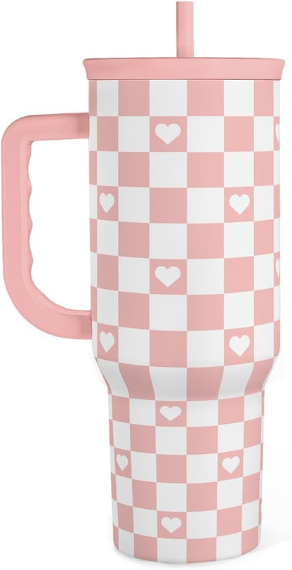 SANDJEST Pickleball 40oz Tumbler With Handle and Straw, Pickleball Queen Insulated Stainless Steel Travel Coffee Mug for Women Girls Players, Gift Idea for Birthday Christmas Mothers Day