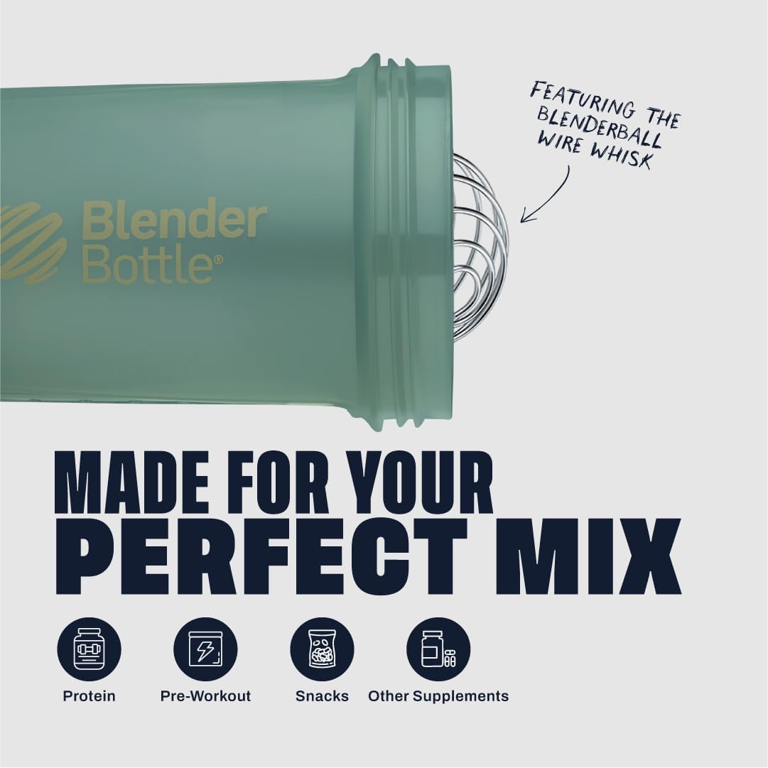 BlenderBottle Shaker Bottle with Pill Organizer and Storage for Protein Powder, Classic V2 ProStak System, 22-Ounce, Midnight Black