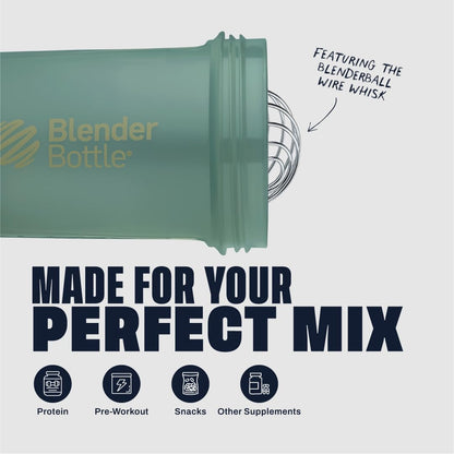 BlenderBottle Shaker Bottle with Pill Organizer and Storage for Protein Powder, Classic V2 ProStak System, 22-Ounce, Midnight Black