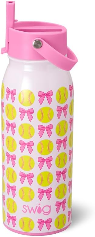 Swig Life 36oz Insulated Water Bottle, Travel Water Bottle with Straw and Lid, Cup Holder Friendly, Stainless Steel (Pickleball)