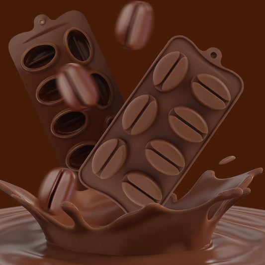 2 Pack Coffee Bean Shape Ice Cube Chocolate Fondant Soap Candle Tray Mold DIY Crafts Silicone Mousse Cake Milk Dessert Molds