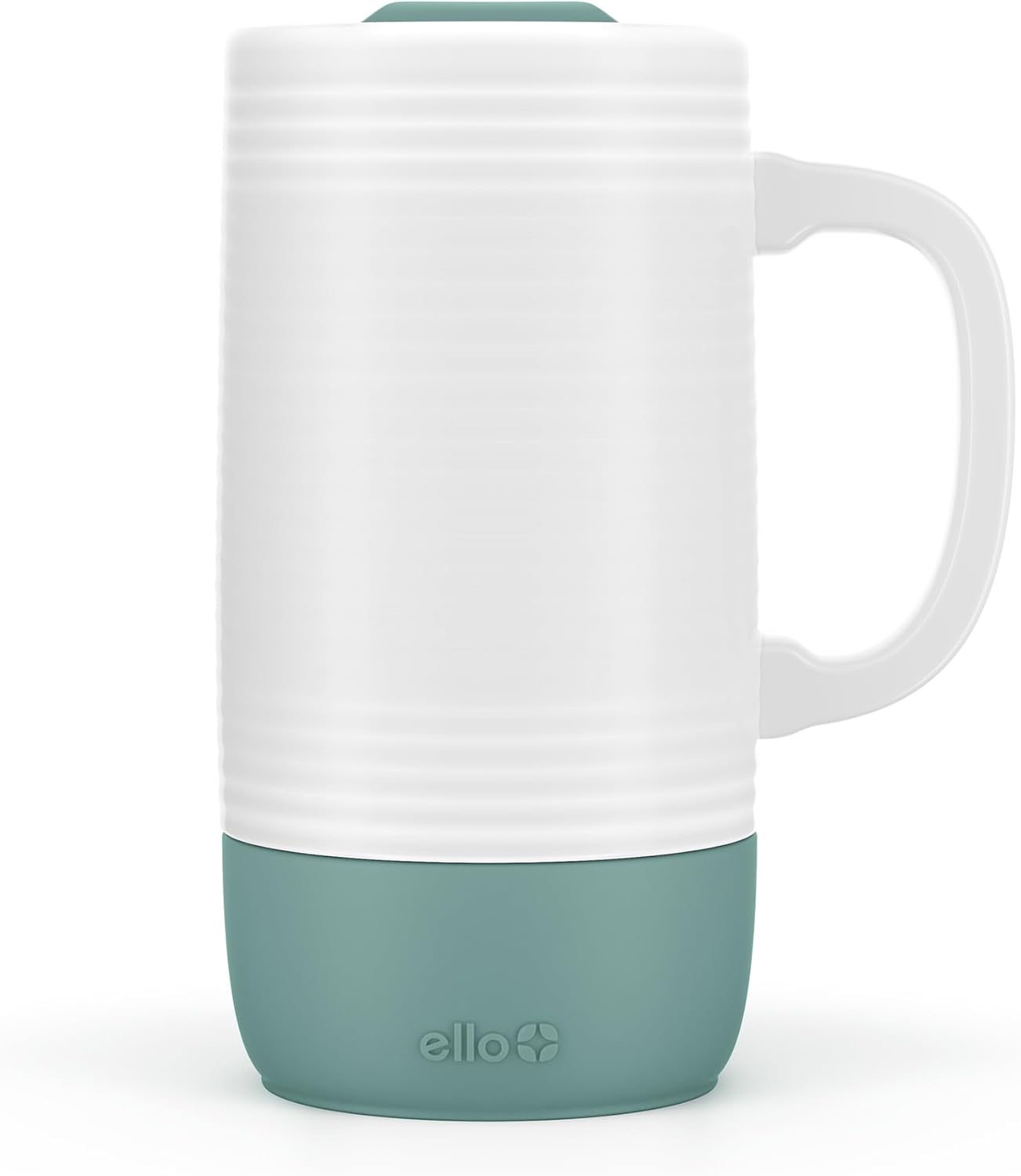 Ello Jane 18oz Ceramic Travel Mug with Handle, Splash-Resistant Slider Lid and Built-in Coaster, Perfect for Coffee and Tea, BPA Free, Dishwasher Safe, Gift for Him Her Mother's Day Birthday, Sandbar