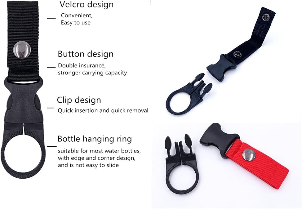 4PCS Bottle Clip Hanging Portable Water Bottle Ring Holder Keychain Mineral Water Bottle Clip for Backpack Belt Nylon Webbing Strap for Outdoor Tactical Camping Hiking
