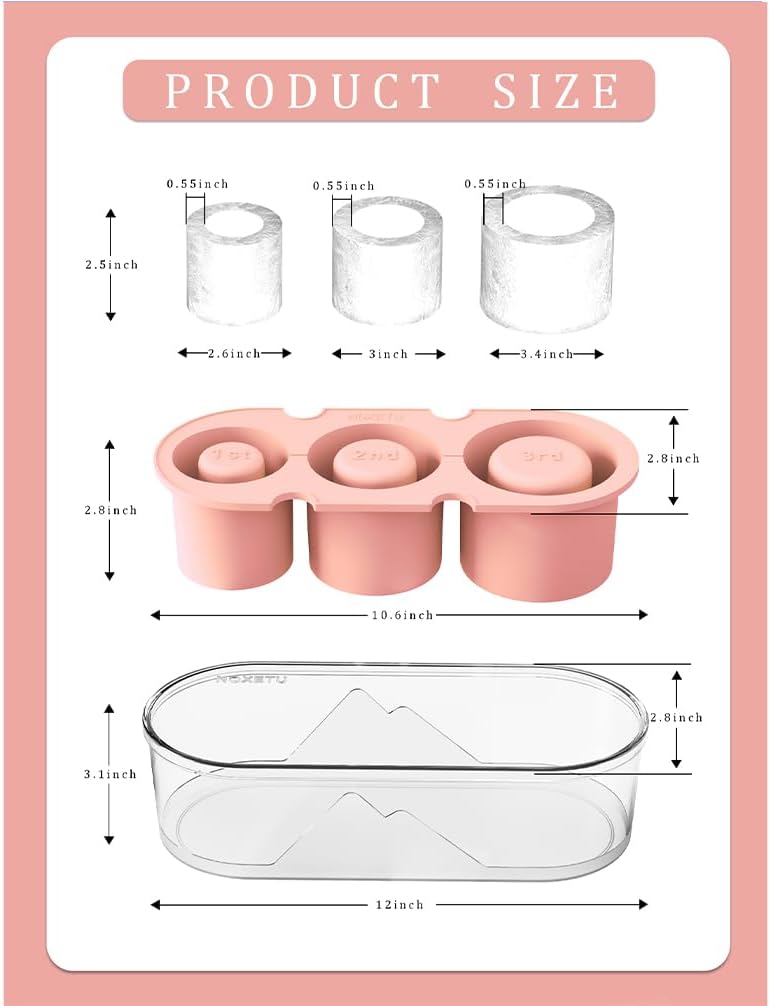 Ice Mold for Stanley Cup 30/40 Oz - Easy Fill and Release Without Touching Ice, Silicone Ice Cube Tray with Clear Lid and Bin for Freezer, Whiskey, Cocktail (Blue)