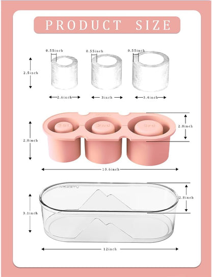 Ice Mold for Stanley Cup 30/40 Oz - Easy Fill and Release Without Touching Ice, Silicone Ice Cube Tray with Clear Lid and Bin for Freezer, Whiskey, Cocktail (Blue)