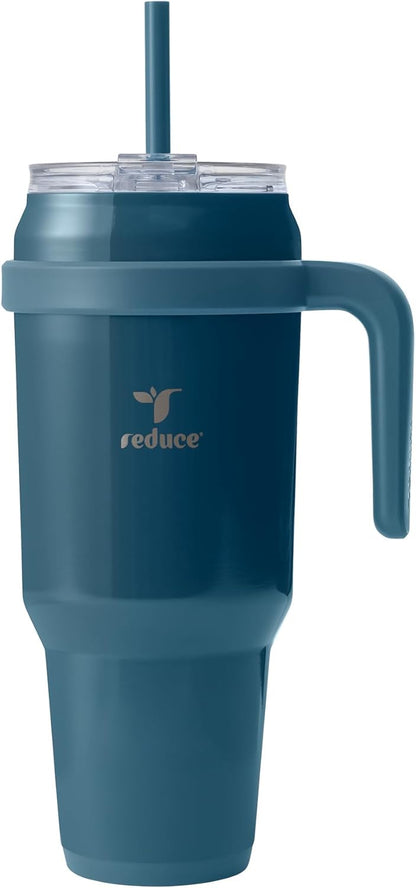 REDUCE 24 oz Stainless Steel Tumbler with Handle - Dual-Wall Vacuum Insulated Travel Mug, Sweat-Proof Lid & Reusable Straw - Keeps Drinks Cold for 24 Hrs, Fits Cupholders, Dishwasher Safe - Lilac Bud