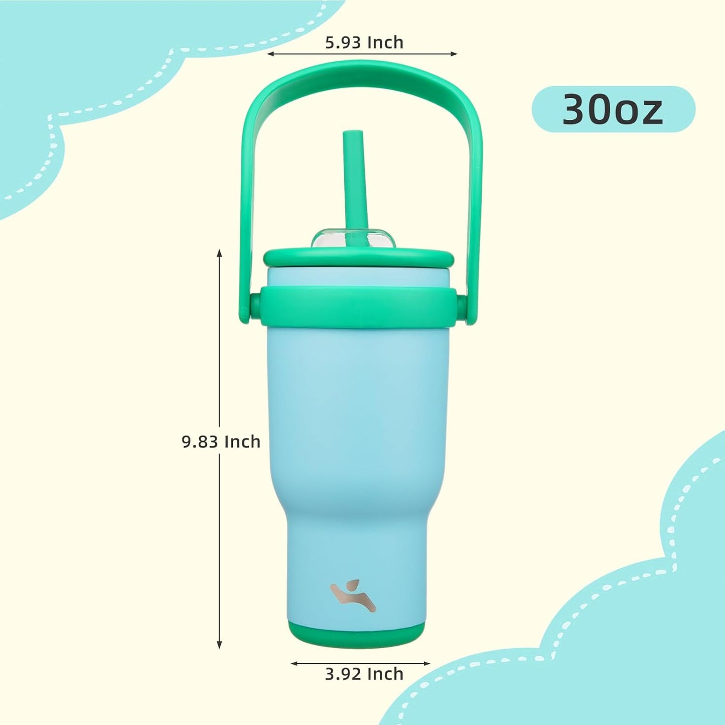 Konokyo 30 oz Tumbler with Side Handle, Insulated Water Bottle with Straw and 2 in 1 Lid, Stainless Steel Cup Travel Coffee Mug for Sports Office Gym,Purple