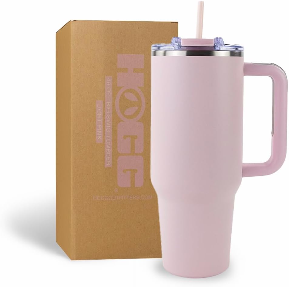 Hogg Big Swig 40 oz Tumbler with Handle and Straw - Red, 40oz Insulated Stainless Steel, Water Tumbler with Straw, Water Cup with Handle, Versatile Leak Proof Lid