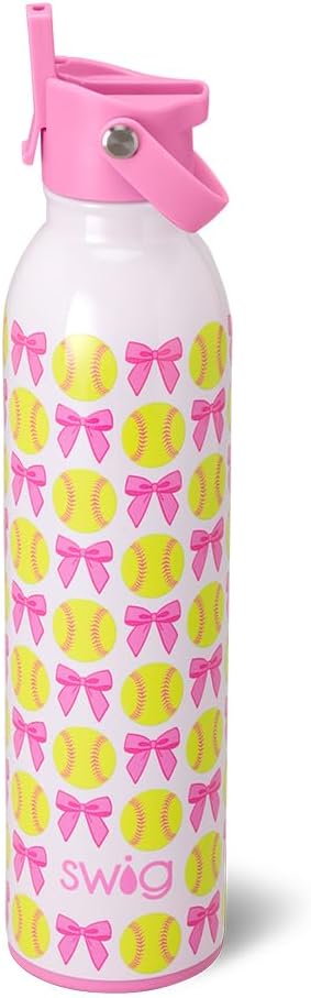 Swig Life 36oz Insulated Water Bottle, Travel Water Bottle with Straw and Lid, Cup Holder Friendly, Stainless Steel (Pickleball)