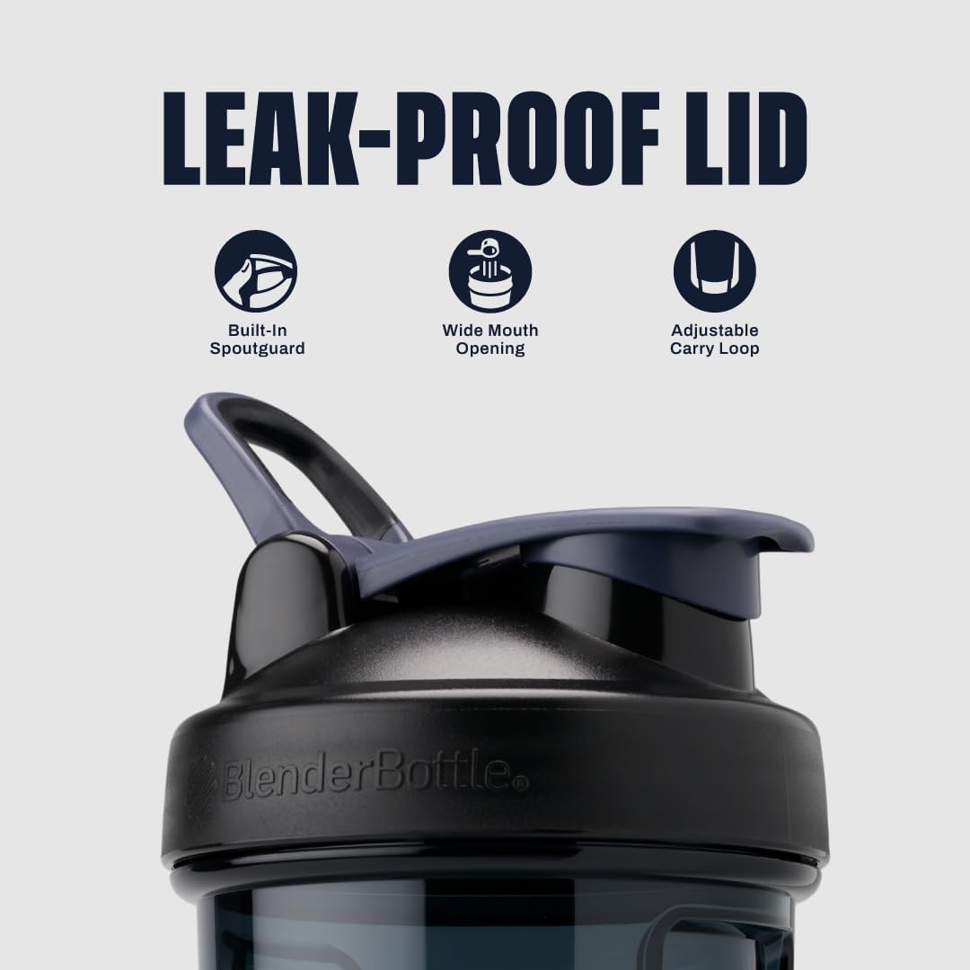 BlenderBottle Shaker Bottle Pro Series Perfect for Protein Shakes and Pre Workout, 24-Ounce, Black