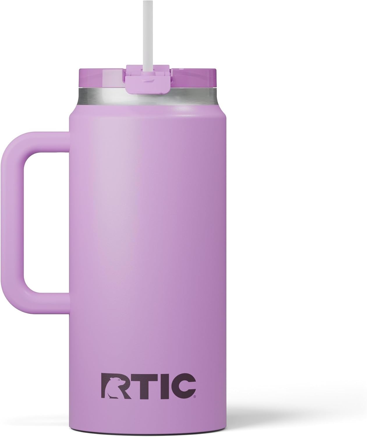 RTIC 64oz Road Trip Tumbler with Handle, Lid and Straw, Ceramic Lined, Insulated, Stainless Steel, Double Wall Vacuum-Insulation, Travel Cup, Cool Grey