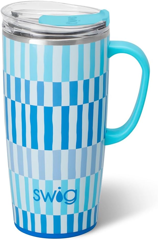 Swig Life 18oz Travel Mug, Insulated Tumbler with Handle and Lid, Cup Holder Friendly, Dishwasher Safe, Stainless Steel, Travel Coffee Cup (Honey Meadow)