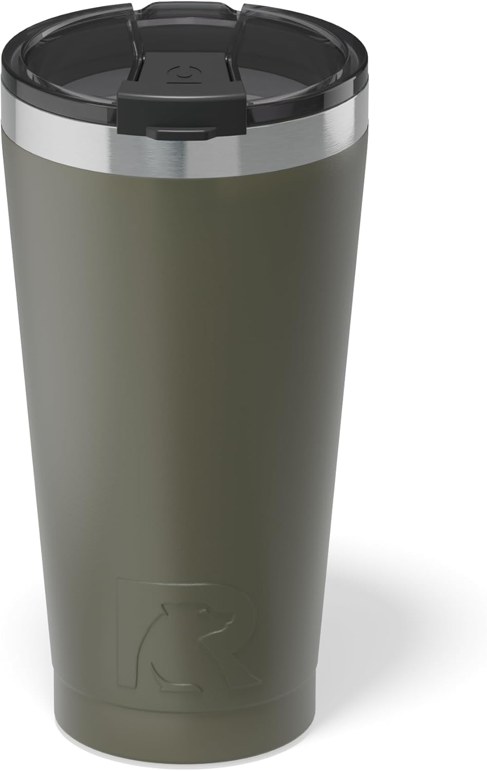 RTIC 16oz Essential Pint Tumbler with Lid, Ceramic Lined, Insulated, Stainless Steel, Metal, Double Wall Vacuum-Insulation, Portable Travel Cup for Beer, Iced Coffee, Tea, Hot and Cold Drink, Olive