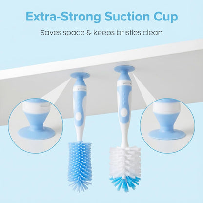 Ariseno 5-in-1 Baby Bottle Cleaner Set, Including Nylon & Silicone Bottle Brush, Cap, Straw & Nipple Brushes, BPA-Free (Grey)