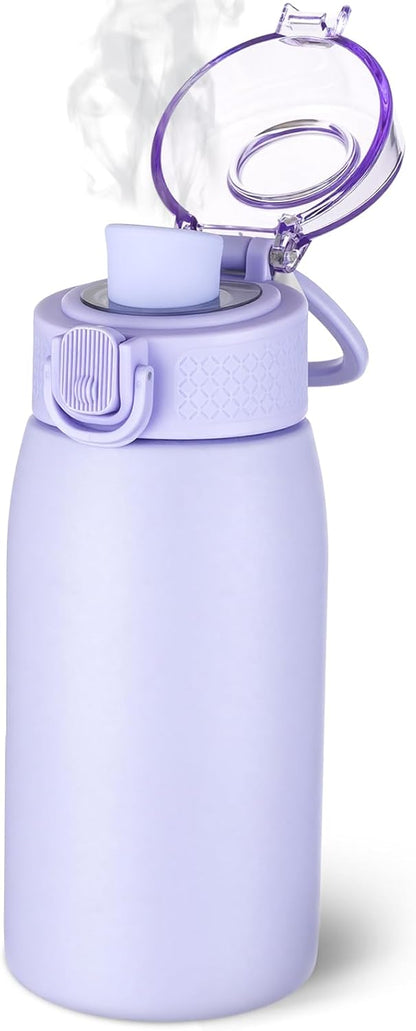 Insulated Water Bottle 24 oz with Dustproof Lid, Carry Handle & Tea Infuser, BPA-Free & Leakproof, Stainless Steel Water Bottles Ideal for Fitness, Hiking, Office & Outdoor Use (Black)