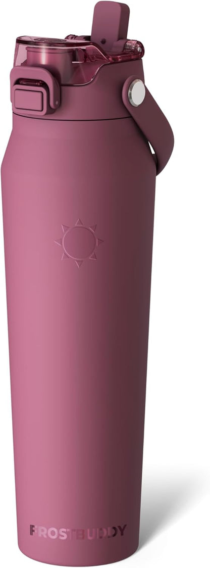 Frost Buddy 24oz Insulated Water Bottle with Straw & Chug Lid | Leak-Proof Stainless Steel | 24-Hours Cold | Sweat-Proof, Cup Holder Friendly | Ideal for Gym, Travel, Sports & Everyday Hydration - Colors B