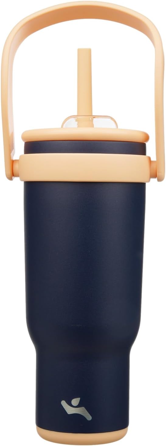 Konokyo 30 oz Tumbler with Side Handle, Insulated Water Bottle with Straw and 2 in 1 Lid, Stainless Steel Cup Travel Coffee Mug for Sports Office Gym,Purple