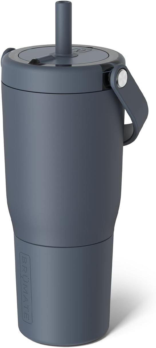 BrüMate Resa 35oz 100% Leakproof Tumbler w/Handle & Straw | Flexible SoftSip Straw | Silicone Sleeve for Durability | Stainless Steel | Cup Holder & Travel Friendly Water Bottle (Java)