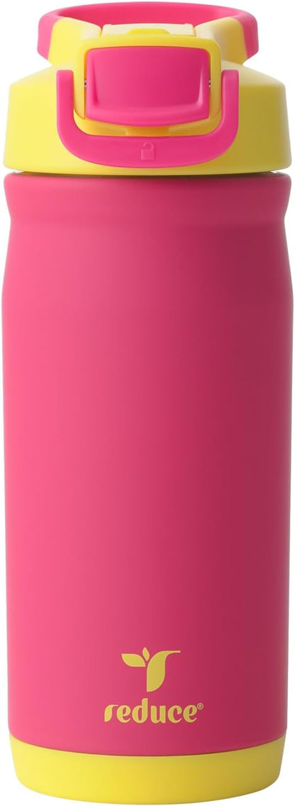 Reduce Hydrate Pro Kids 14oz Stainless Steel Insulated Water Bottle w/Straw – Spill Proof Tumbler for Kids – 30 Hour Cold Retention – Dishwasher Safe Leak-Proof Design - Abstract Flowers