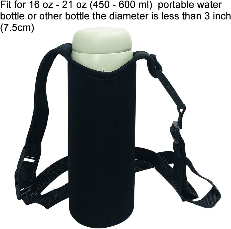 DanziX 4 Pack Water Bottle Carrier, Neoprene Sleeve Water Bottles Cup Carrier with 4 Shoulder Strap,Fit for All 16oz-20oz Sport Water Bottle-Black
