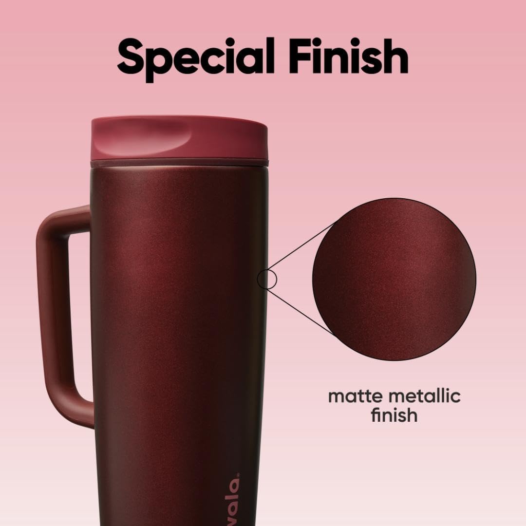 Owala SmoothSip Slider Insulated Stainless Steel Coffee Tumbler, Reusable Iced Coffee Cup, Hot Coffee Travel Mug, BPA Free 20 oz, Grey/Blue (High Dive)