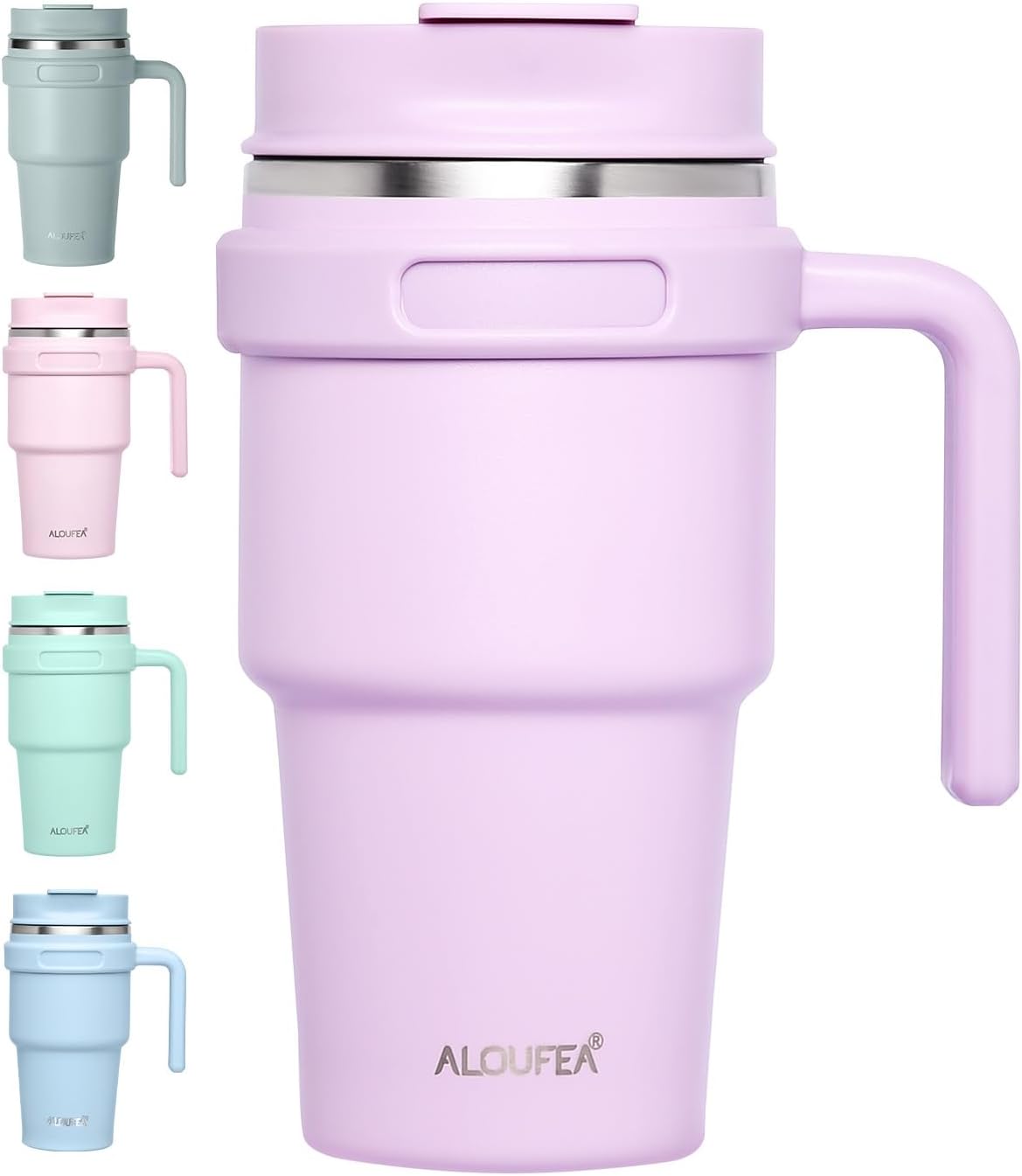20 oz Insulated Coffee Mug Tumbler with Handle, Stainless Steel Travel Mug Tumbler with Lid and Straw,Double Wall Vacuum Leak Proof Ice Coffee Thermal Cup, Black