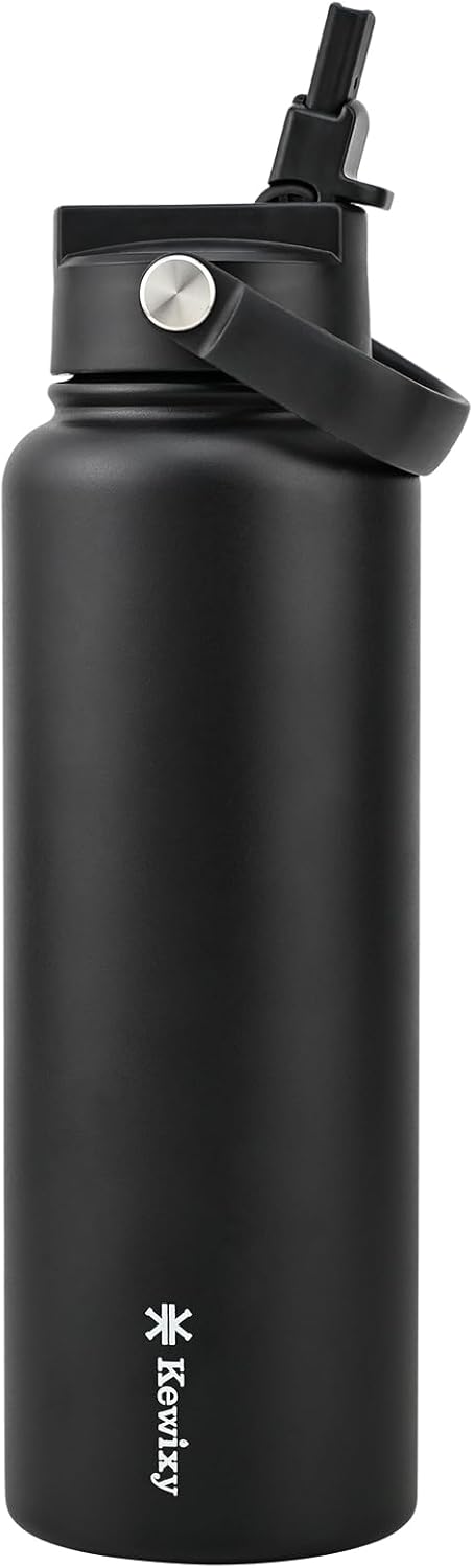 KEWIXY Pickleball Water Bottle 32 oz Insulated, Stainless Steel with Straw, Leak Proof, Keep Cold 24H, Vacuum, Pickleball Gifts for Pickleball Players, Pickleball Lovers, Women Girls Sport