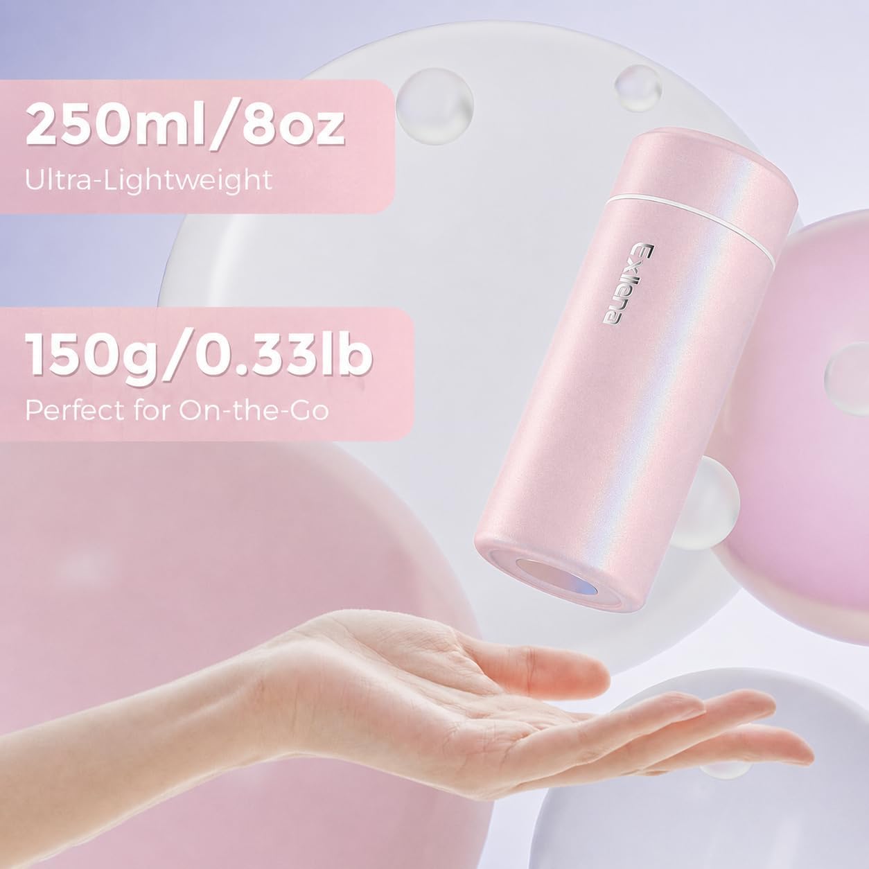 【Upgraded】Exllena Small Insulated Water Bottle 12 oz/350ml– Mini Insulated Water Bottle for Hot & Cold Drinks, Perfect Small Water Bottle for Travel, Purse...(Greyish Blue)