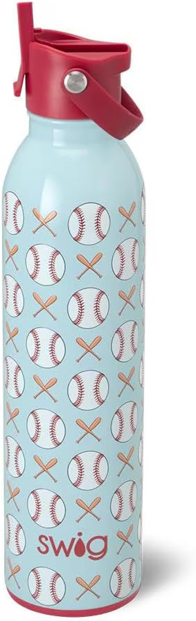 Swig Life 36oz Insulated Water Bottle, Travel Water Bottle with Straw and Lid, Cup Holder Friendly, Stainless Steel (Pickleball)