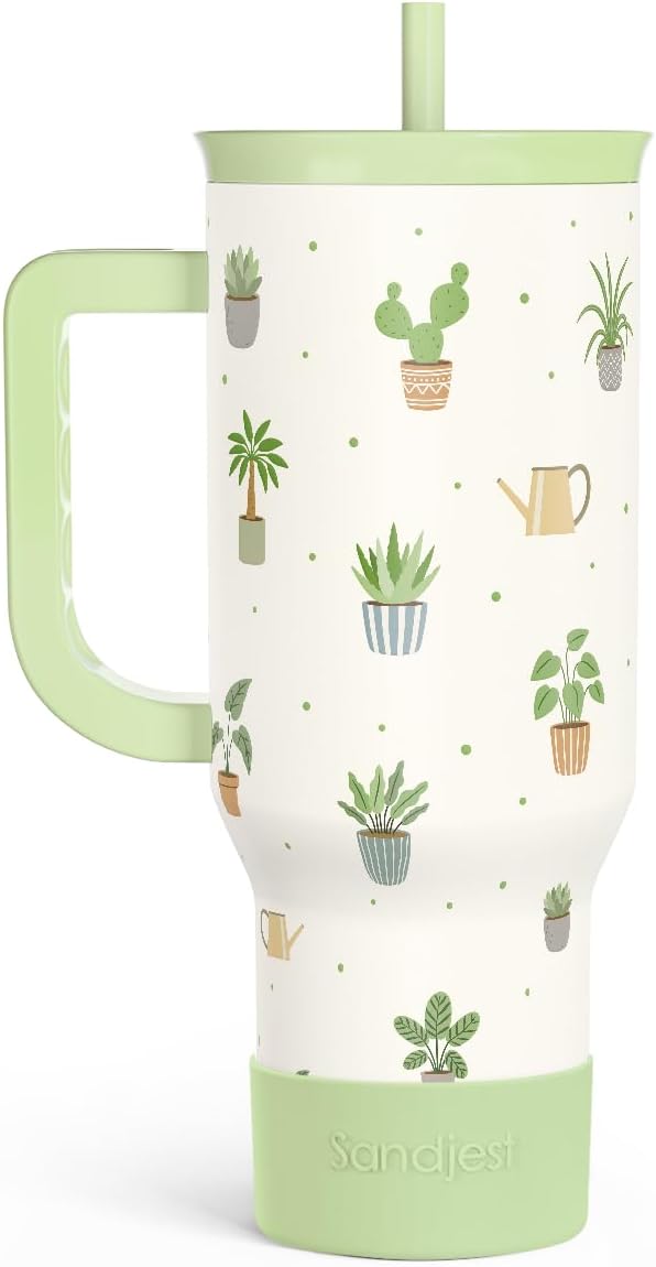 SANDJEST Pickleball 40oz Tumbler With Handle and Straw, Pickleball Queen Insulated Stainless Steel Travel Coffee Mug for Women Girls Players, Gift Idea for Birthday Christmas Mothers Day