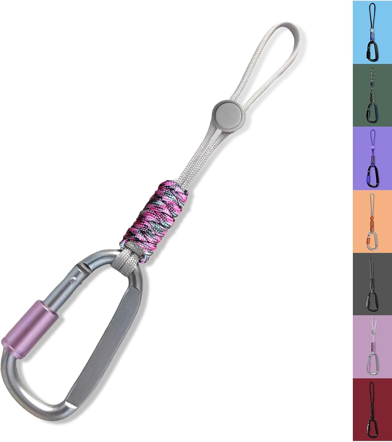 Paracord Keychain/Carabiner Clip - Jaymokes D Ring Metal Hook for Water Bottle, Key, Backpacks and More