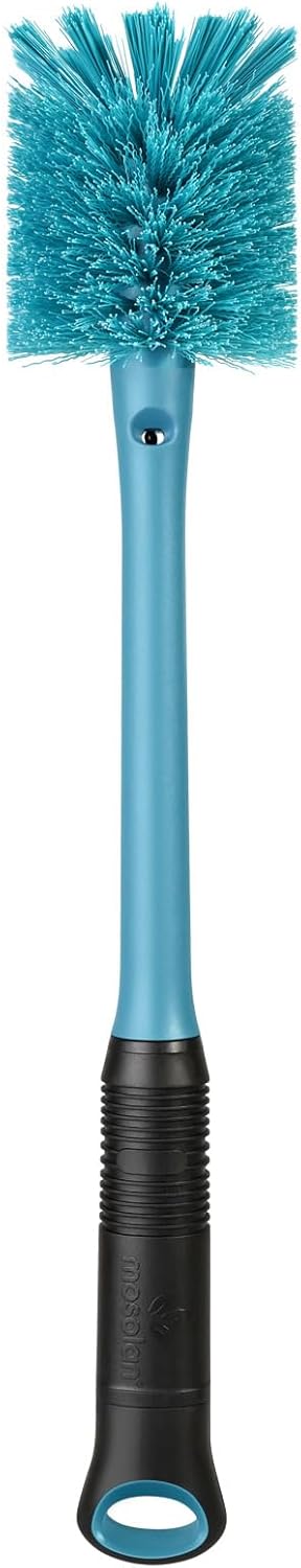 MOSOLAN 2-in-1 Water Bottle Brush and Straw Cleaner Brush, Long Handle Water Bottle Scrubbing Brush for Water Bottles, Glasswares, Mugs, Flasks, Tumblers and Kitchen Sink, Black, 1 Pack