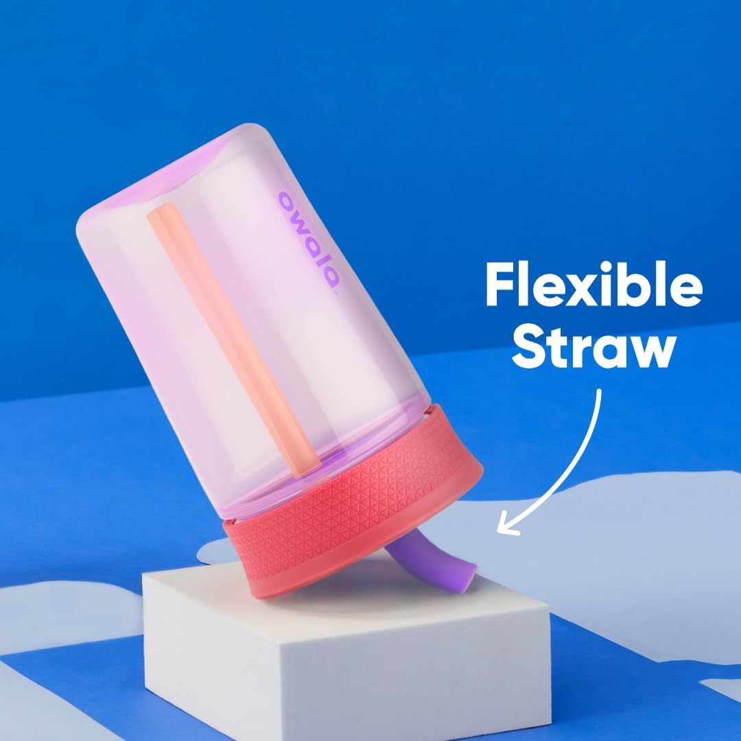 Owala Kids BPA-Free Plastic Tumbler with Spill Resistant Flexible Straw, Easy to Clean, Kids Water Bottle, Great for Travel, Dishwasher Safe, 15 Oz, Skate Park