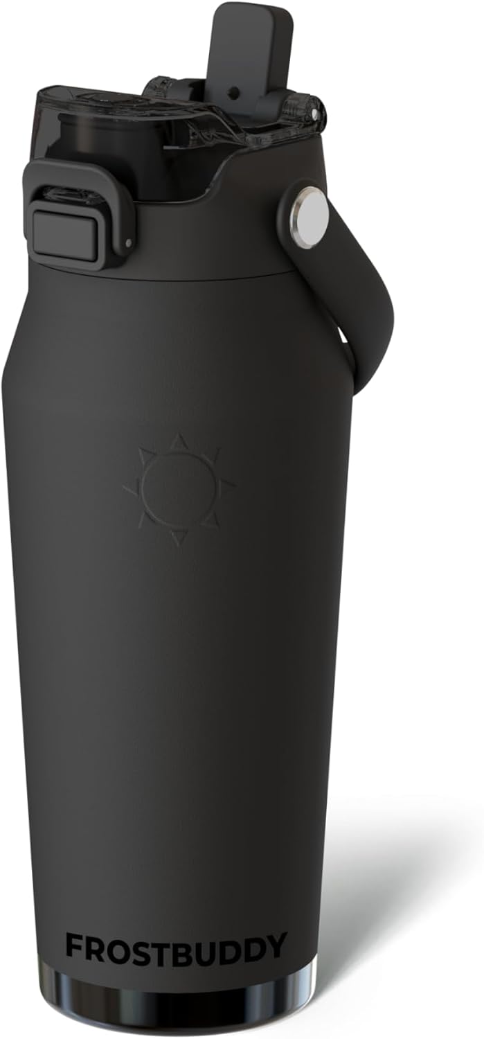 Frost Buddy 24oz Insulated Water Bottle with Straw & Chug Lid | Leak-Proof Stainless Steel | 24-Hours Cold | Sweat-Proof, Cup Holder Friendly | Ideal for Gym, Travel, Sports & Everyday Hydration - Colors B