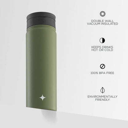 JoyJolt Triple Insulated Water Bottle with Straw Lid AND Flip Lid! 22oz Water Bottle, 12 Hour Hot/Cold Vacuum Insulated Stainless Steel Water Bottle. BPA-Free Leakproof Water Bottles - Thermos Bottle