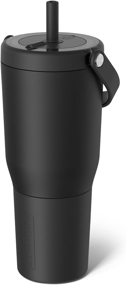 BrüMate Resa 35oz 100% Leakproof Tumbler w/Handle & Straw | Flexible SoftSip Straw | Silicone Sleeve for Durability | Stainless Steel | Cup Holder & Travel Friendly Water Bottle (Java)