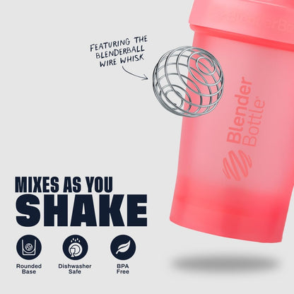 BlenderBottle Classic V2 Shaker Bottle Perfect for Protein Shakes and Pre Workout, 20-Ounce, Clear/Black