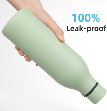 Konokyo Insulated Water Bottle with Strap,18 oz Double Wall Stainless Steel Vacuum Bottles Metal Water Flask,Macaron Green - Colors A