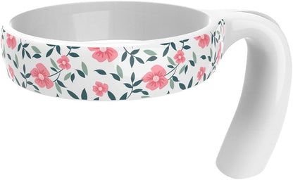 YETI 30 oz Tumbler Handle - Compatible Cup Holder With Anti-Scratch Pink Floral Design for Girls and Women, White, 1 Pack