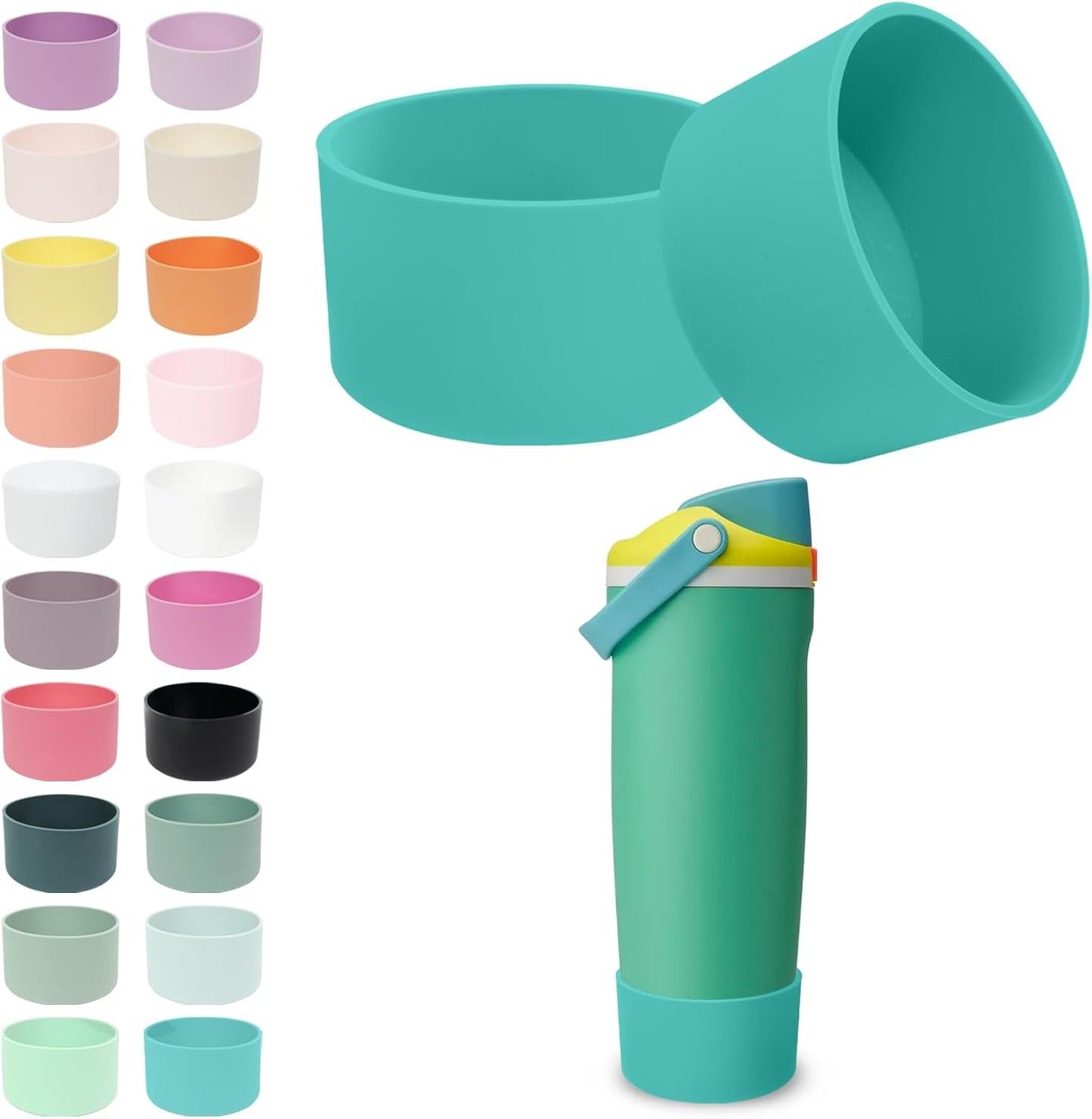 2PCS Silicone Boots for Owala 30oz & 40oz FreeSip Sway Bottles & Tumblers – Non-Slip, Scratch-Resistant, Stability Enhancer for Owala Accessories (Eucalyptus Green) - Colors A