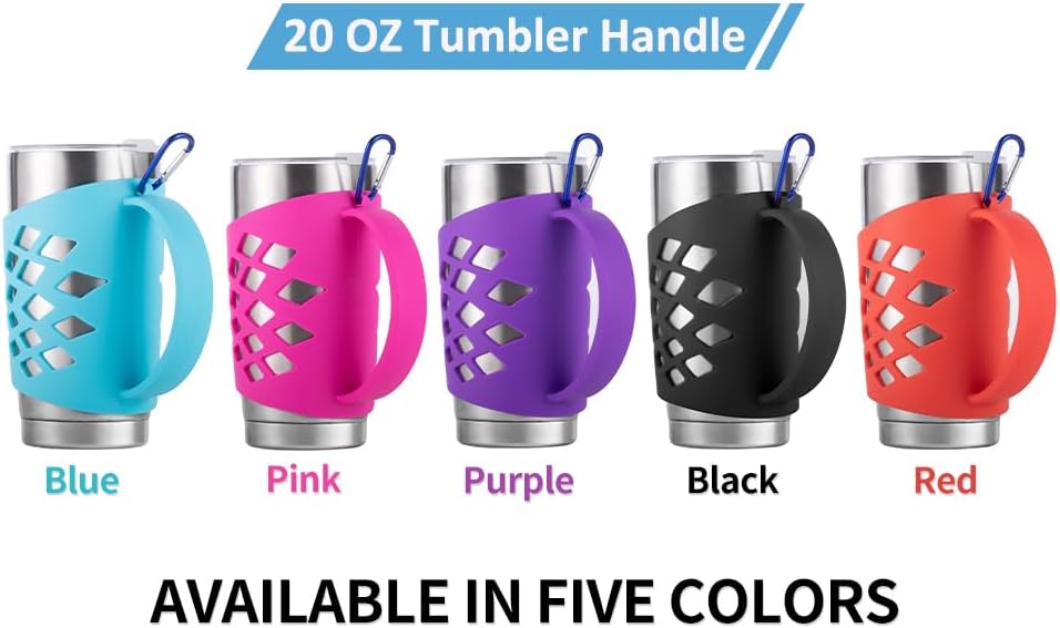 Handle for YETI 30 oz Tumbler – Anti-Slip 3mm Thickened Silicone Sleeve with Reinforced Grip & Carabiner Hole, Durable Protective Cover for 30 oz Insulated Cups, For YETI Rambler 30oz Tumbler(Black)