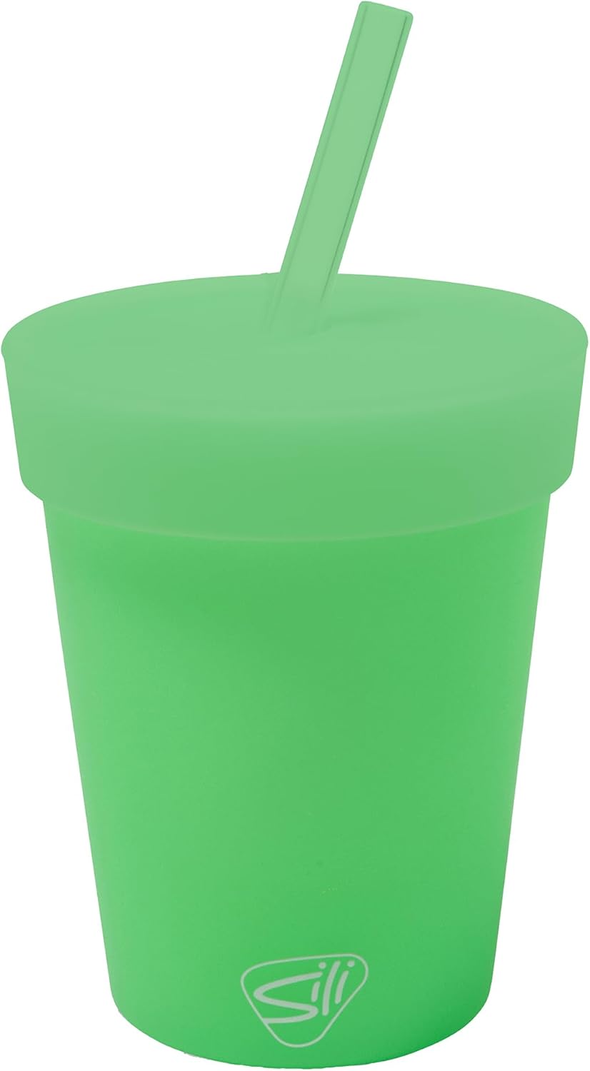 Silipint 8oz Silicone Tumbler with Straw and Lid – Unbreakable, BPA Free, Non-Toxic, Dishwasher, Microwave, Freezer Safe Tumbler Cup – Drinkware for Juice, Smoothies, Coffee (Cool Berry Crush)