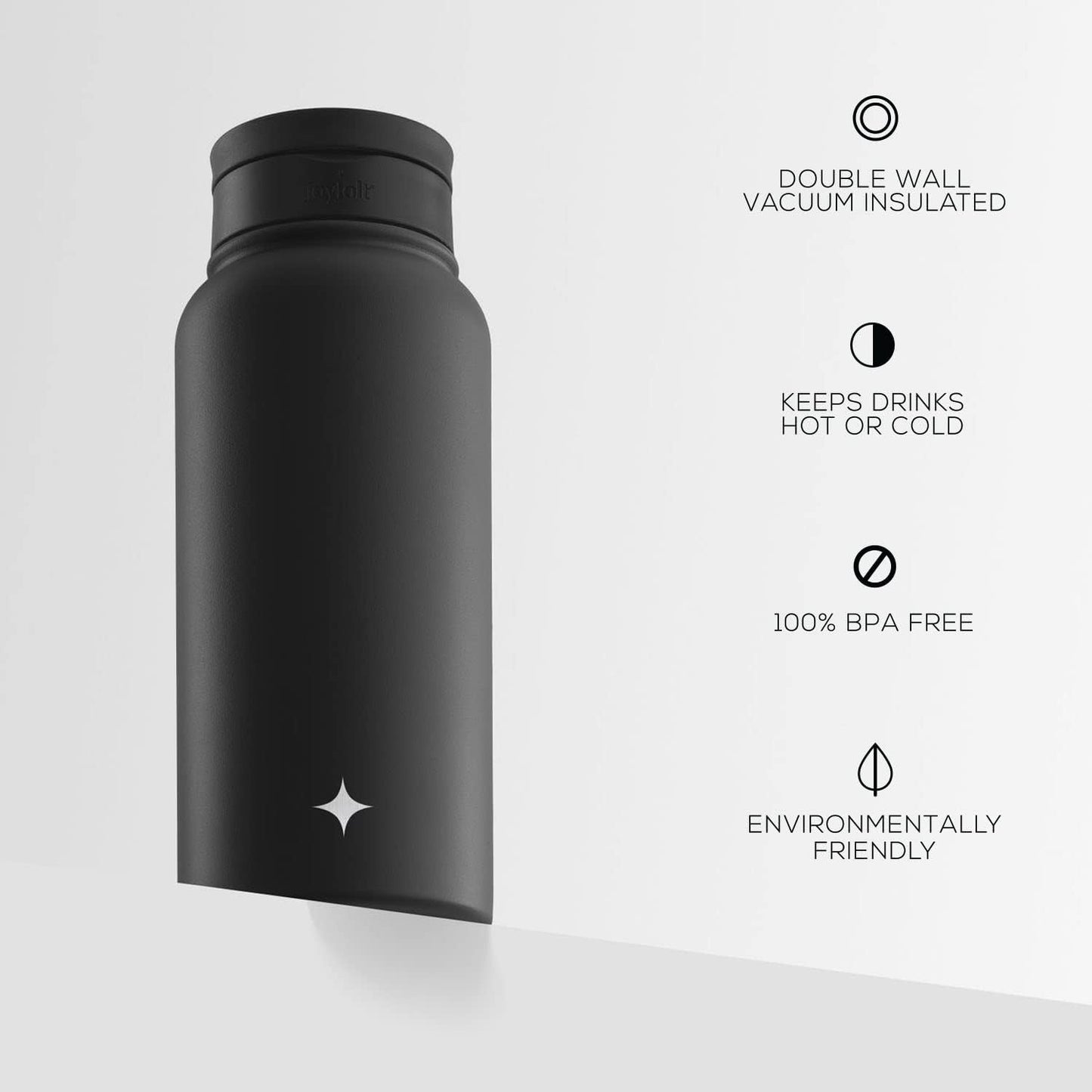 JoyJolt Triple Insulated Water Bottle with Straw Lid AND Flip Lid! 22oz Water Bottle, 12 Hour Hot/Cold Vacuum Insulated Stainless Steel Water Bottle. BPA-Free Leakproof Water Bottles - Thermos Bottle