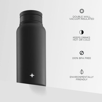 JoyJolt Triple Insulated Water Bottle with Straw Lid AND Flip Lid! 22oz Water Bottle, 12 Hour Hot/Cold Vacuum Insulated Stainless Steel Water Bottle. BPA-Free Leakproof Water Bottles - Thermos Bottle