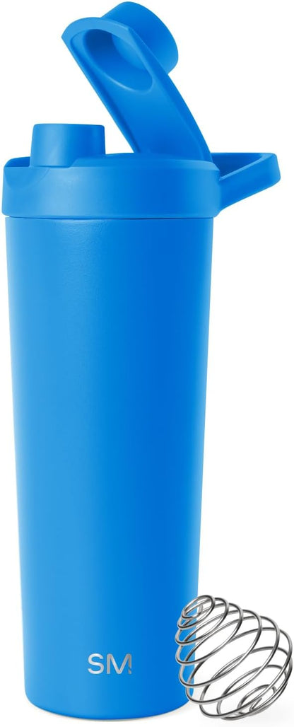 Simple Modern Stainless Steel Shaker Bottle with Ball 24oz | Metal Insulated Cup for Protein Mixes, Shakes and Pre Workout | Rally Collection | Almond Birch