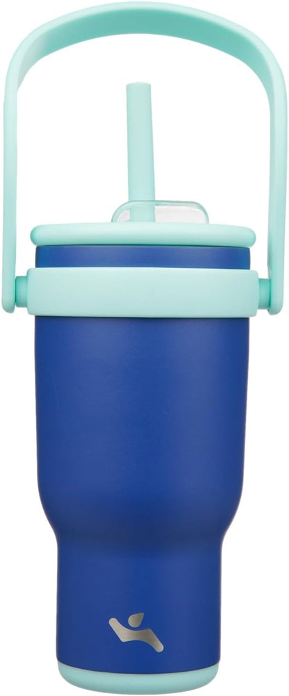 Konokyo 30 oz Tumbler with Side Handle, Insulated Water Bottle with Straw and 2 in 1 Lid, Stainless Steel Cup Travel Coffee Mug for Sports Office Gym,Purple