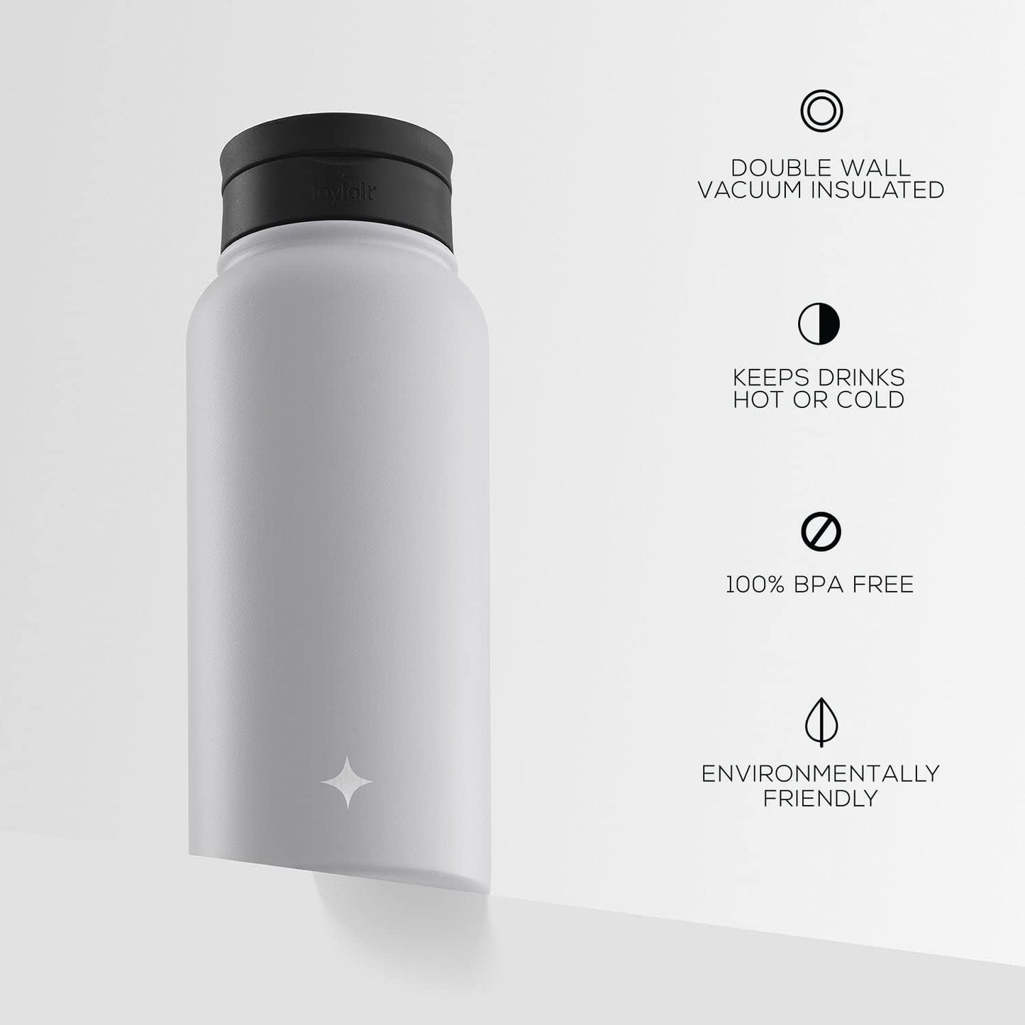 JoyJolt Triple Insulated Water Bottle with Straw Lid AND Flip Lid! 22oz Water Bottle, 12 Hour Hot/Cold Vacuum Insulated Stainless Steel Water Bottle. BPA-Free Leakproof Water Bottles - Thermos Bottle