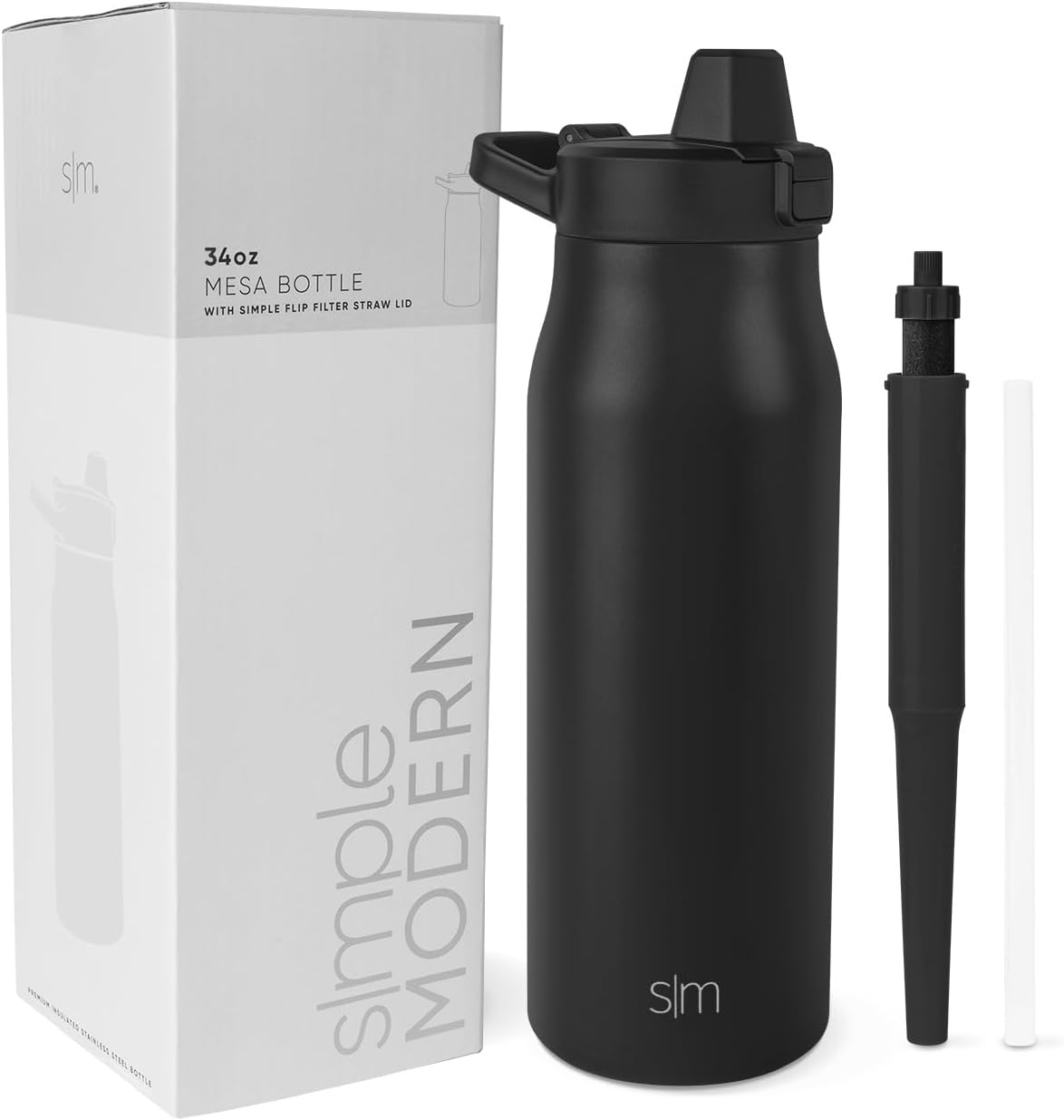 Simple Modern Filtered Water Bottle | Insulated Stainless-Steel Carbon Filter Travel Water Bottles | Reusable for Clean Drinking Water On The Go | 34oz, Sea Glass Sage